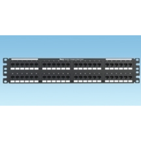 PANDUIT 48-PORT PANEL 110-MOD 8W8P, T568A/B CAT6 NETKEY, BLACK 2RMS ROHS NK6PPG48Y